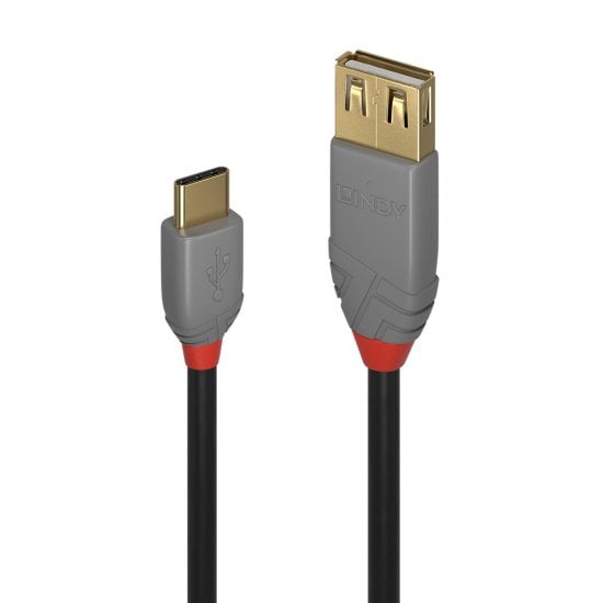 0.15m USB 2.0 Type C to A Adapter Cable, Anthra Line