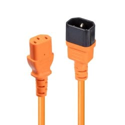 0.5m C14 to C13 Mains Extension Cable, Orange