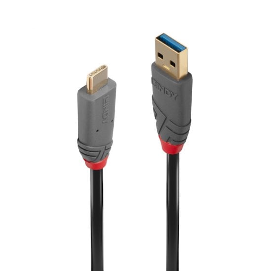 0.5m USB 3.2 Type A to C Cable, 10Gbps, Anthra Line