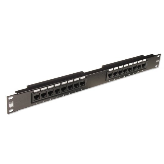 19" CAT5e 1U 16 Port RJ-45 Patch Panel, Unshielded, Black