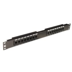 19" CAT5e 1U 16 Port RJ-45 Patch Panel, Unshielded, Black