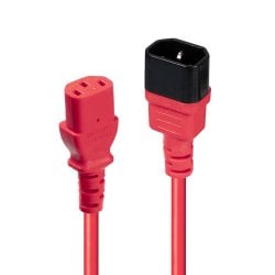 1m C14 to C13 Mains Extension Cable, Red