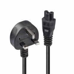 1m UK 3 Pin to C5 Mains Cable, lead free
