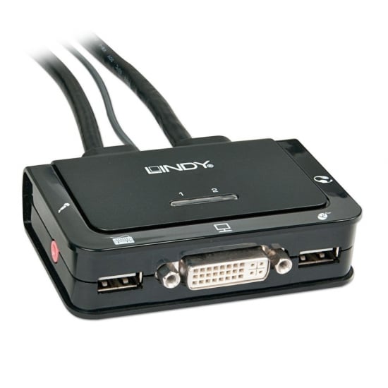 2 Port DVI-D Single Link, USB 2.0 & Audio KVM Switch Compact