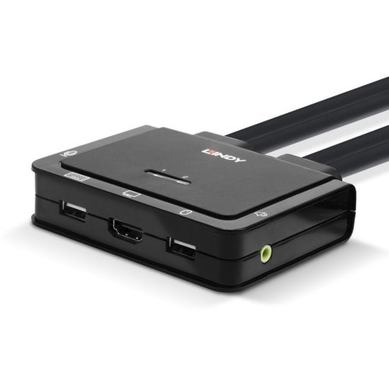 2 Port HDMI 18G, USB Type C, USB 2.0 & Audio Cable KVM Switch