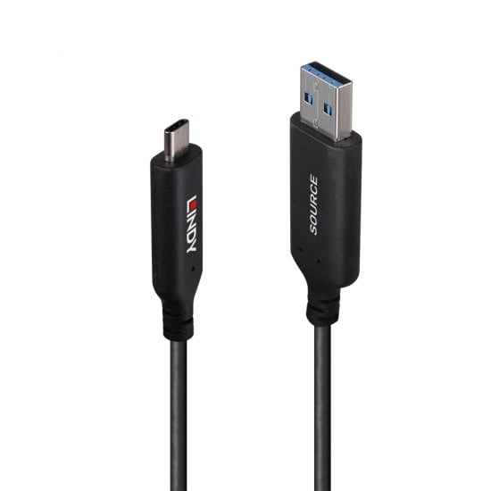 25m USB 3.2 5Gbps Type A to C Fibre Optic Hybrid Cable