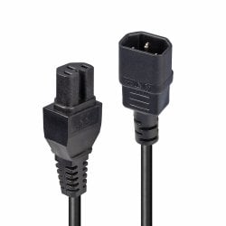 2m IEC C14 to IEC C15 'Hot Condition' Power Cable, Black