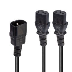 2m IEC Splitter Cable IEC C14 to 2 x IEC C13