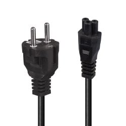 2m Schuko 2 Pin Plug To IEC C5 Power Cable, Black