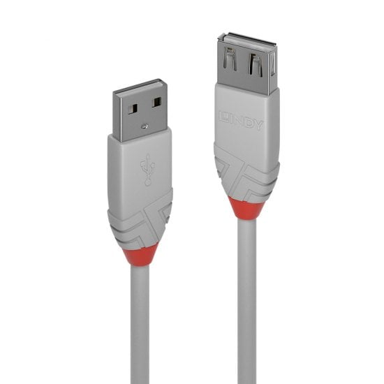 2m USB 2.0 Type A Extension Cable, Anthra Line, Grey