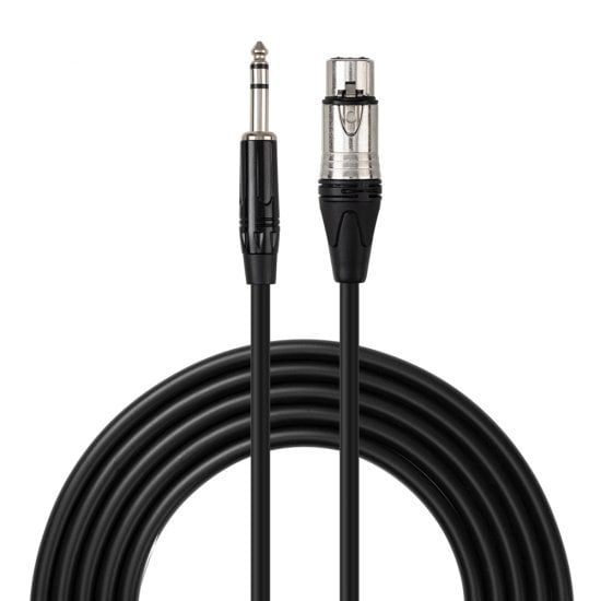 2m XLR Male to 6.3mm Male Audio Cable, Black