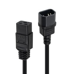 3m C14 to C19 Mains Extension Cable, Black