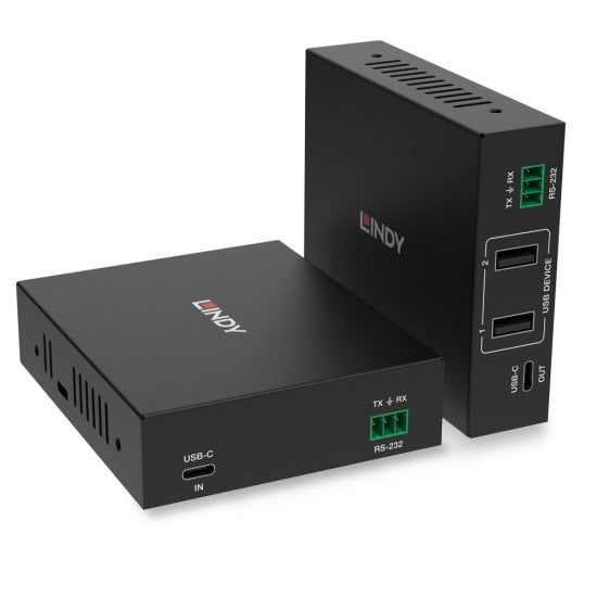 5km Fibre Optic Type C 4K60 Video and Data, USB 2.0 & RS232 Extender
