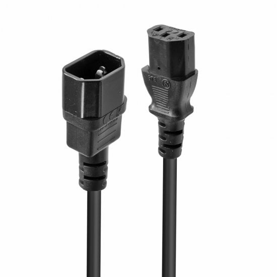 5m C14 to C13 Mains Extension Cable, black