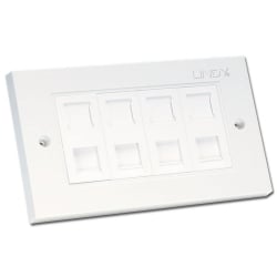 CAT5e Double Wall Plate with 4 x RJ-45 Shuttered Socket, Unshielded