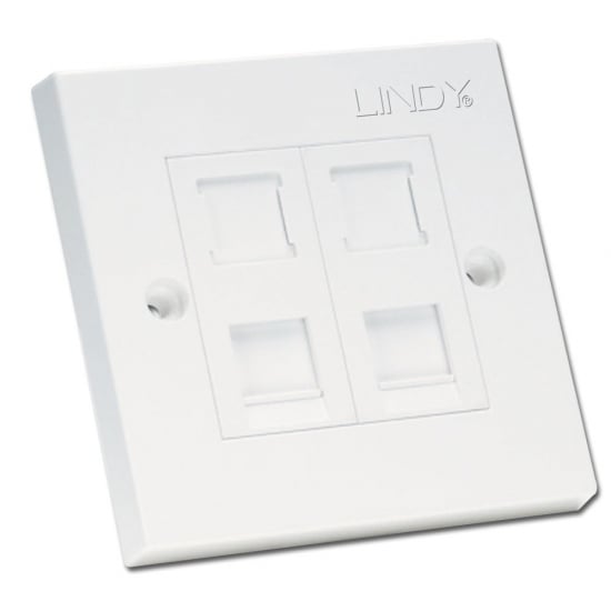 CAT5e Single Wall Plate with 2 x RJ-45 Shuttered Socket, Unshielded