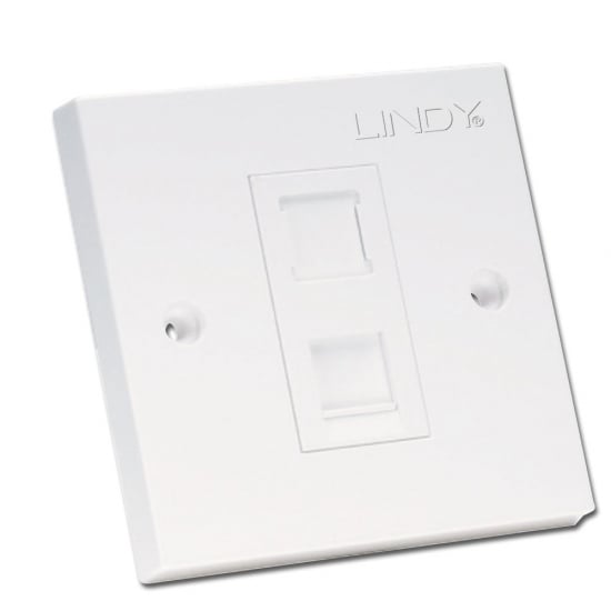 CAT6 Single Wall Plate with 1 x RJ-45 Shuttered Socket, Unshielded